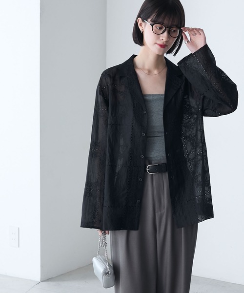 新品未使用✨ハグオーワー　カットワークレースシャツ　ブラック 楽天市場】ハグオーワー（シャツ・ブラウス｜トップス）：レディース