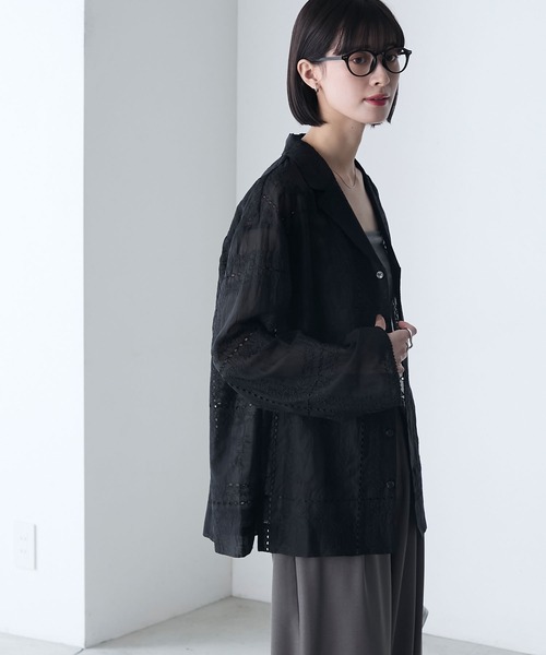 forksy.】カットワークレースシアーワイドシャツ（シャツ/ブラウス
