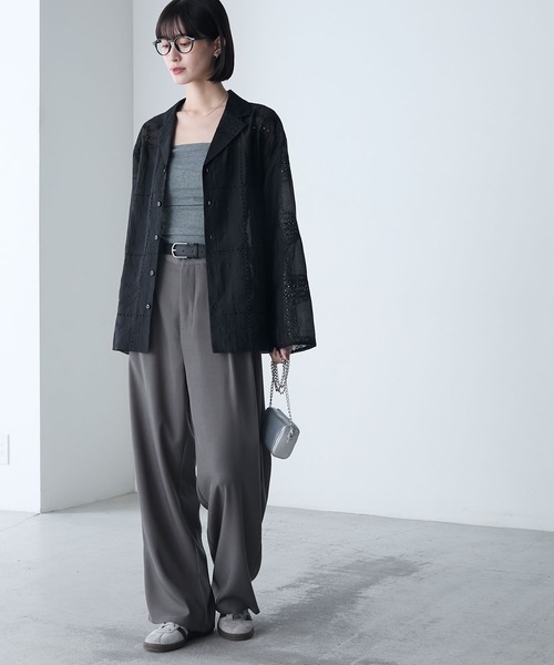 forksy.】カットワークレースシアーワイドシャツ（シャツ/ブラウス