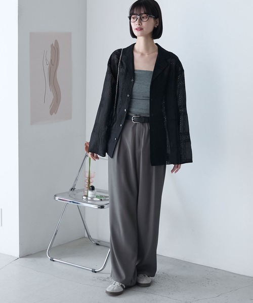 forksy.】カットワークレースシアーワイドシャツ（シャツ/ブラウス