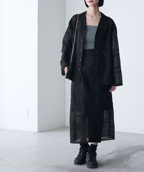 forksy.】カットワークレースシアーワイドシャツ（シャツ/ブラウス