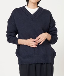 Plain-Stitch V Neck Sweater