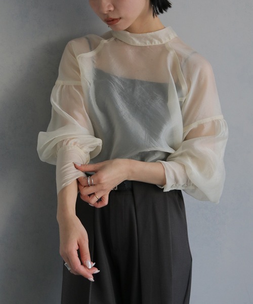cheriella（シェリエラ）の「【cheriella】オーガンジーボリュームスリーブブラウス ORGANZA VOLUME SLEEVE BLOUSE（シャツ/ブラウス・レディース・アイボリー/グレー/ブラック・M）」の7枚目の写真