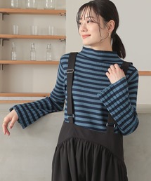 配色セミフレアスリーブニット