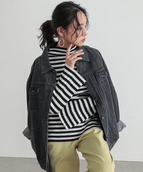 n'OrLABEL(ノアールレーベル)の「『配色セミフレアスリーブニット』(ニット/セーター・レディース・グレイッシュベージュ/ホワイト/ブルー/ブラック・L~LL/S~M/3L)」の18枚目の写真