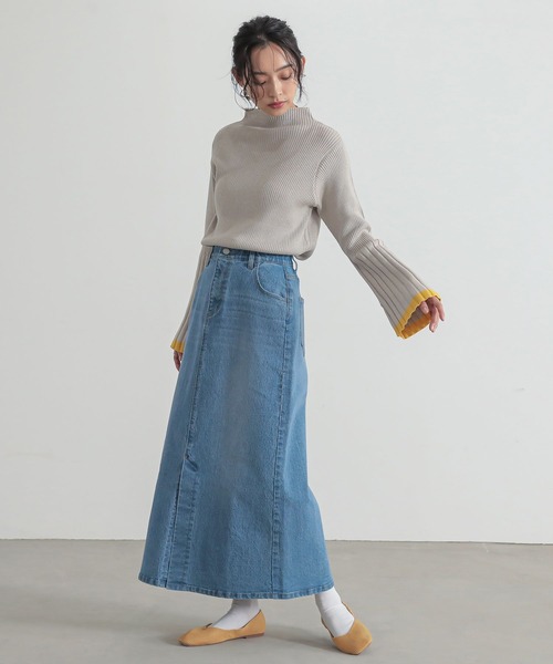 n'OrLABEL(ノアールレーベル)の「『配色セミフレアスリーブニット』(ニット/セーター・レディース・グレイッシュベージュ/ホワイト/ブルー/ブラック・L~LL/S~M/3L)」の8枚目の写真