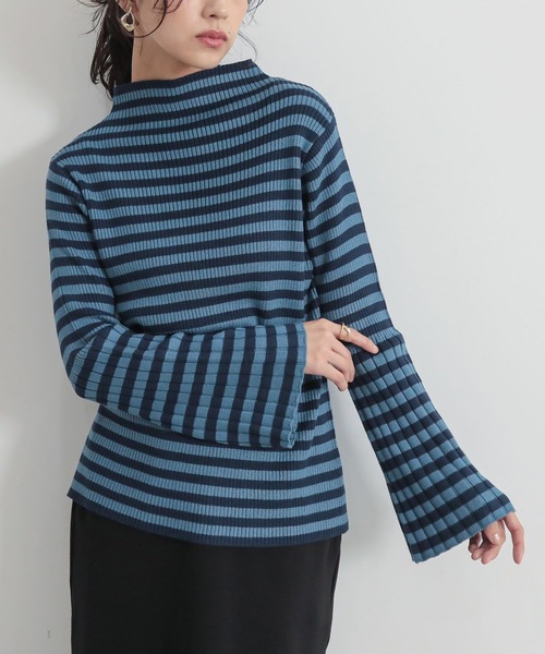 n'OrLABEL(ノアールレーベル)の「『配色セミフレアスリーブニット』(ニット/セーター・レディース・グレイッシュベージュ/ホワイト/ブルー/ブラック・L~LL/S~M/3L)」の20枚目の写真