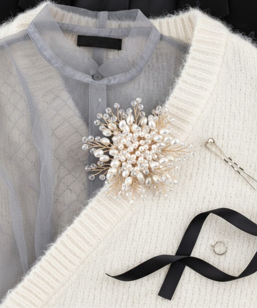 styiro（スタイロ）の「パールボリュームフラワーブローチ（ブローチ/コサージュ・レディース・ホワイト系その他2/ホワイト系その他・FREE）」の17枚目の写真