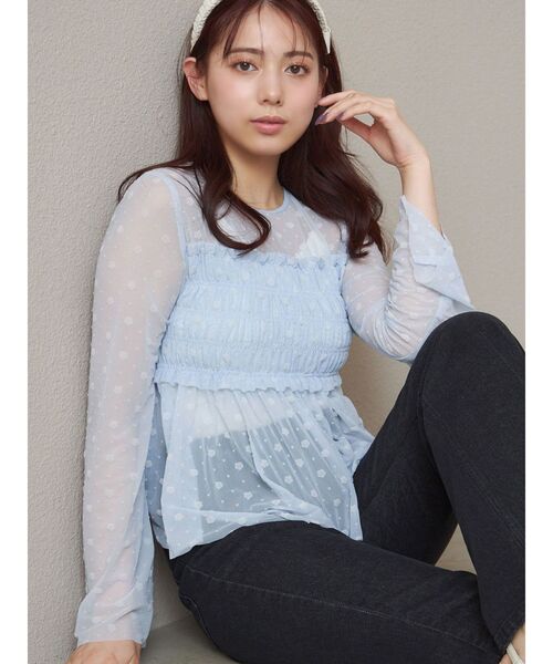 tシャツ 「MARY QUANTコラボ」フロッキープリントシャーリングカットソー レディース MERCURYDUO（マーキュリーデュオ）の「【MARY QUANTコラボ