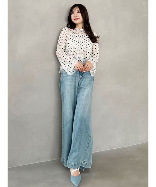 MERCURYDUO(マーキュリーデュオ)の「【MARY QUANTコラボ】フロッキープリントシャーリングカットソー(Tシャツ/カットソー・レディース・オフホワイト/ライトブルー/ブラック・FREE)」の20枚目の写真