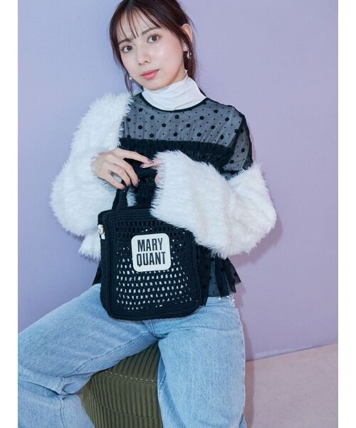 tシャツ 「MARY QUANTコラボ」フロッキープリントシャーリングカットソー レディース MERCURYDUO（マーキュリーデュオ）の「【MARY QUANTコラボ