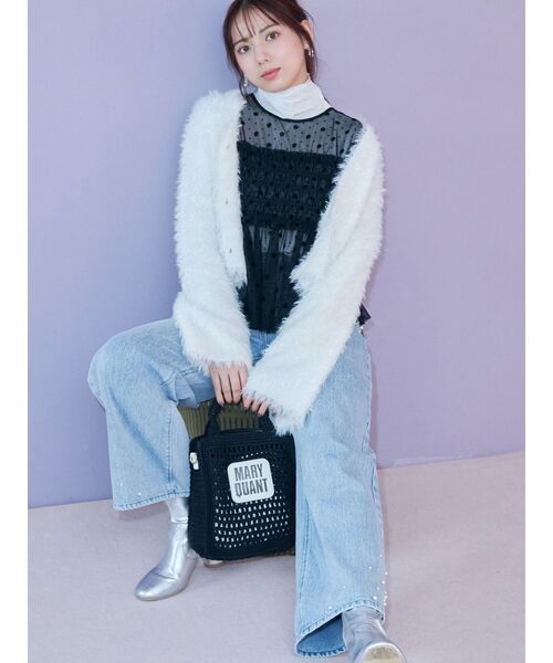 tシャツ 「MARY QUANTコラボ」フロッキープリントシャーリングカットソー レディース MERCURYDUO（マーキュリーデュオ）の「【MARY QUANTコラボ