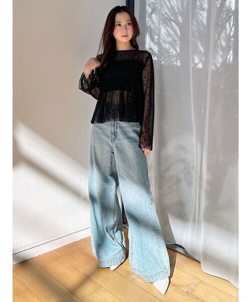 MERCURYDUO(マーキュリーデュオ)の「【MARY QUANTコラボ】フロッキープリントシャーリングカットソー(Tシャツ/カットソー・レディース・オフホワイト/ライトブルー/ブラック・FREE)」の18枚目の写真