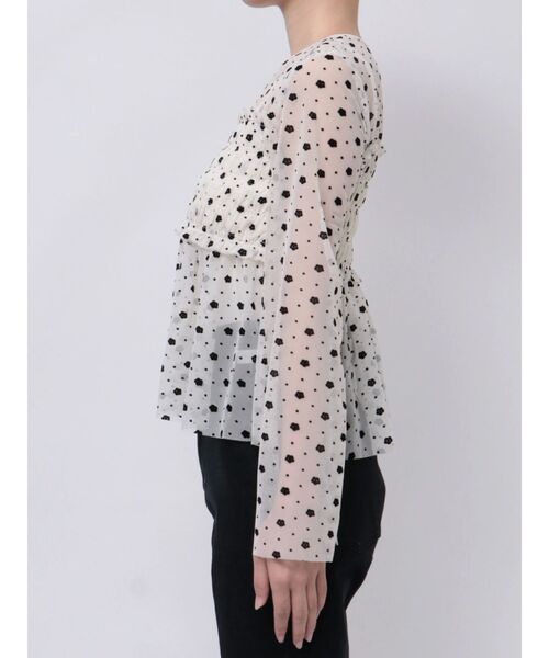 MERCURYDUO(マーキュリーデュオ)の「【MARY QUANTコラボ】フロッキープリントシャーリングカットソー(Tシャツ/カットソー・レディース・オフホワイト/ライトブルー/ブラック・FREE)」の8枚目の写真