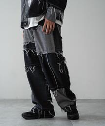 WEGO/ワイドクレイジーパターンデニムパンツ