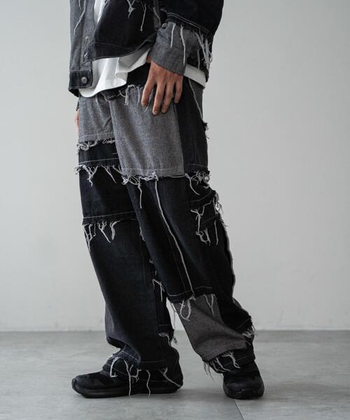 セール】WEGO/ワイドクレイジーパターンデニムパンツ（デニムパンツ