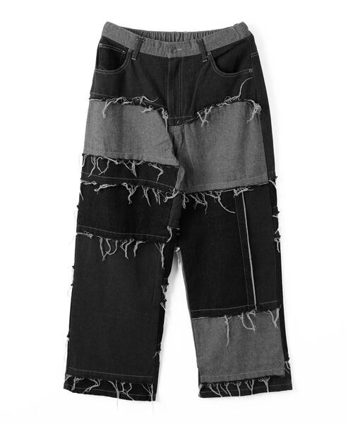 WEGO（ウィゴー）の「WEGO/ワイドクレイジーパターンデニムパンツ（デニムパンツ・メンズ・ブラック/ブラック系その他・LARGE/MEDIUM）」の11枚目の写真