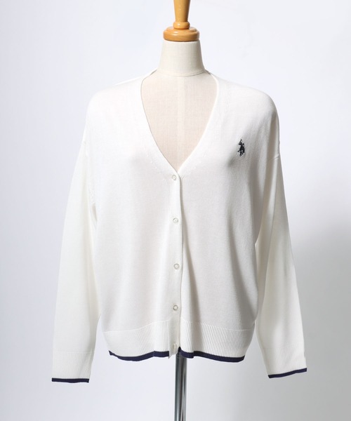 U.S. POLO ASSN.（ユーエスポロアッスン）の「U.S. POLO ASSN.（ユーエスポロアッスン）ワンポイントロゴ 刺繍サマーニットカーディガン レディース（カーディガン/ボレロ・レディース・ブラック/アイボリー/レッド/ベージュ・M/L）」の13枚目の写真