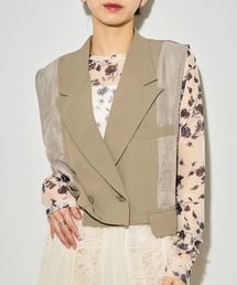 【MAISON BREEZE reveur】バックフリルヘムショートテーラードベスト trc