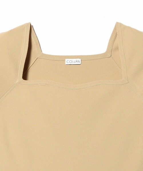 COLUMN（コラム）の「COLUMN / スクエアデコルテニット（ニット/セーター・レディース・オフホワイト/ブラック/ライトベージュ・FREE）」の5枚目の写真
