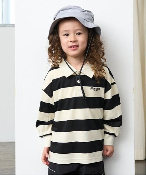 b・ROOM（ビールーム）の「ビッグシルエットラガーシャツ（Tシャツ/カットソー・キッズ・ブラック/モカ/モスグリーン・110cm/100cm/120cm/130cm/140cm/150cm）」の2枚目の写真