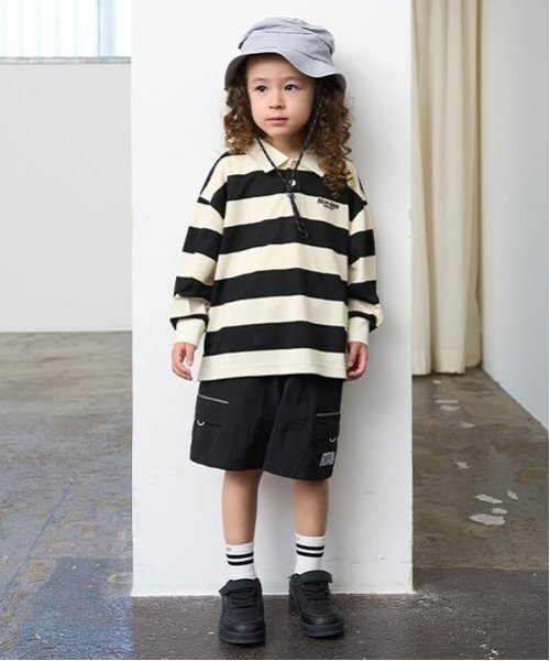 b・ROOM（ビールーム）の「ビッグシルエットラガーシャツ（Tシャツ/カットソー・キッズ・ブラック/モカ/モスグリーン・110cm/100cm/120cm/130cm/140cm/150cm）」の16枚目の写真