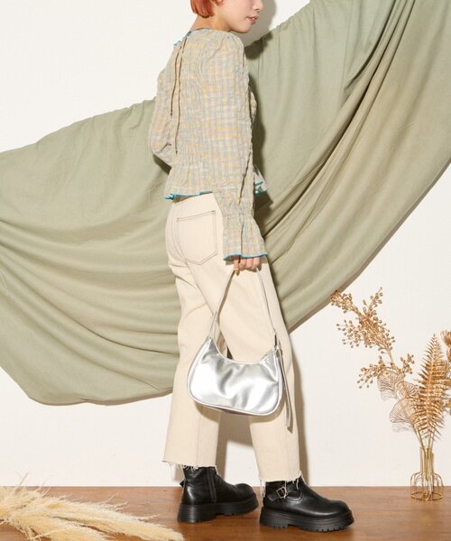 HELLO.SANFRANCISCO(ハローサンフランシスコ)の「【HELLO.SANFRANCISCO】配色メローシャーリングチェックブラウス(シャツ/ブラウス・レディース・グレー/ブラウン・ONE SIZE)」の12枚目の写真