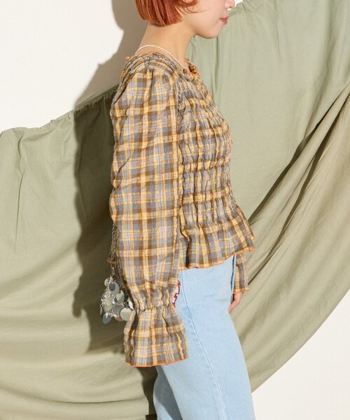 HELLO.SANFRANCISCO(ハローサンフランシスコ)の「【HELLO.SANFRANCISCO】配色メローシャーリングチェックブラウス(シャツ/ブラウス・レディース・グレー/ブラウン・ONE SIZE)」の18枚目の写真