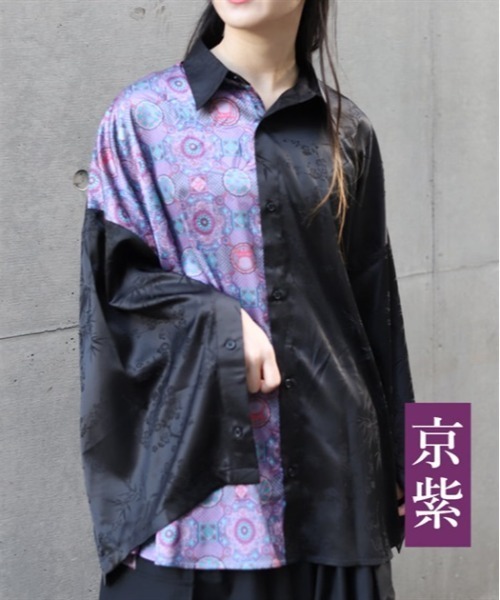 REZEN（リゼン）の「陰陽師×曼荼羅２ＷＡＹシャツ（シャツ/ブラウス・メンズ・ブラック/アイボリー/ローズ/レッドパープル・MEDIUM/LARGE）」の3枚目の写真