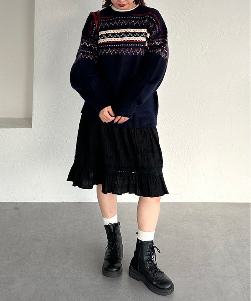 kutir(クティール)の「リボンドロストレース切り替えミニスカート(スカート・レディース・オフホワイト/ブラック・FREE)」の2枚目の写真