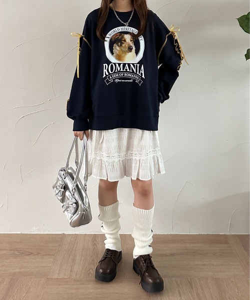 kutir(クティール)の「リボンドロストレース切り替えミニスカート(スカート・レディース・オフホワイト/ブラック・FREE)」の5枚目の写真