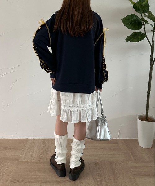 kutir(クティール)の「リボンドロストレース切り替えミニスカート(スカート・レディース・オフホワイト/ブラック・FREE)」の7枚目の写真