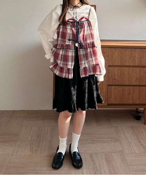 kutir(クティール)の「リボンドロストレース切り替えミニスカート(スカート・レディース・オフホワイト/ブラック・FREE)」の19枚目の写真