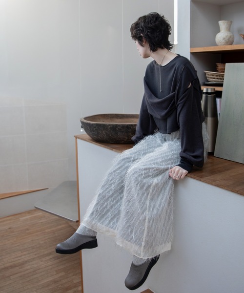 viviano アシンメトリースウェットトレーナー VIVIANO ヴィヴィアーノ チュールスウェット トップス 長袖
