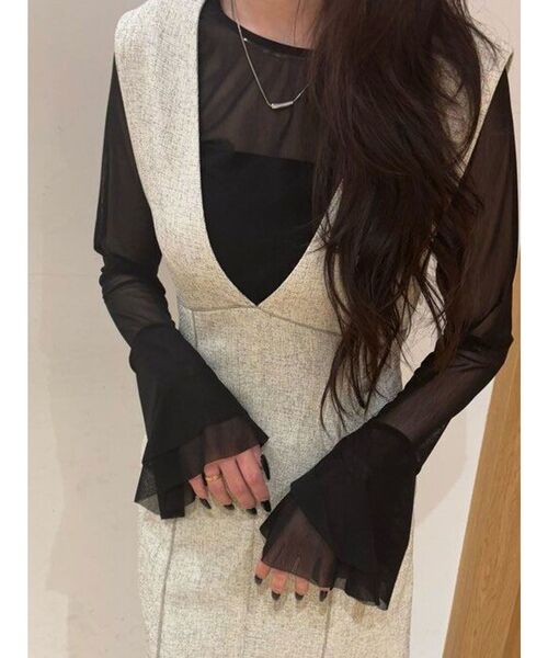 PLEATS PLEAS 長袖ラグラン フレアスリーブ トップス フレアスリーブショート丈シアートップスsdpsy003 グレー