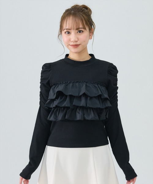 REDYAZEL(レディアゼル)の「異素材フリルトップス(Tシャツ/カットソー・レディース・オフホワイト/ブルー/ブラック・FREE)」の14枚目の写真