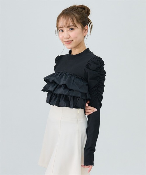 REDYAZEL(レディアゼル)の「異素材フリルトップス(Tシャツ/カットソー・レディース・オフホワイト/ブルー/ブラック・FREE)」の15枚目の写真