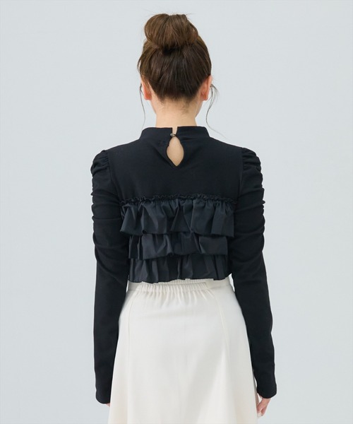 REDYAZEL(レディアゼル)の「異素材フリルトップス(Tシャツ/カットソー・レディース・オフホワイト/ブルー/ブラック・FREE)」の16枚目の写真