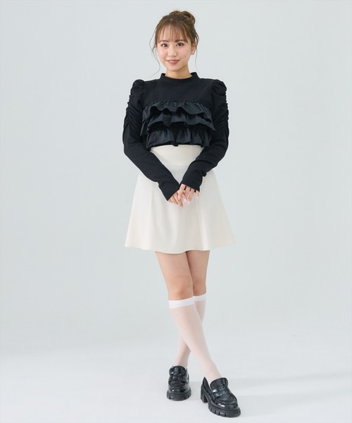 REDYAZEL(レディアゼル)の「異素材フリルトップス(Tシャツ/カットソー・レディース・オフホワイト/ブルー/ブラック・FREE)」の17枚目の写真