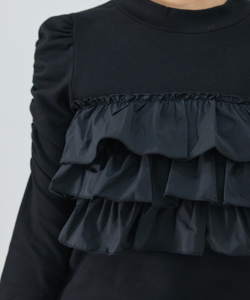 REDYAZEL(レディアゼル)の「異素材フリルトップス(Tシャツ/カットソー・レディース・オフホワイト/ブルー/ブラック・FREE)」の18枚目の写真