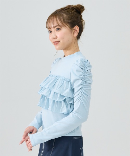 REDYAZEL(レディアゼル)の「異素材フリルトップス(Tシャツ/カットソー・レディース・オフホワイト/ブルー/ブラック・FREE)」の20枚目の写真