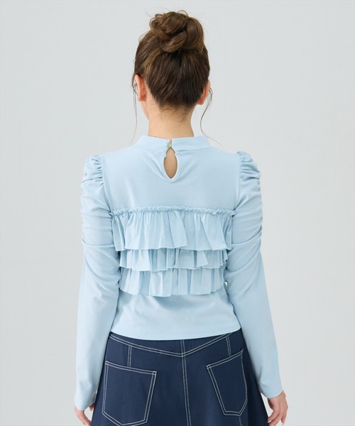 REDYAZEL(レディアゼル)の「異素材フリルトップス(Tシャツ/カットソー・レディース・オフホワイト/ブルー/ブラック・FREE)」の21枚目の写真