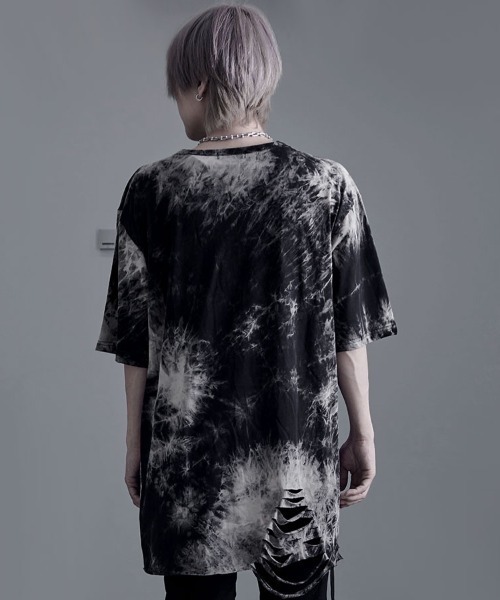 SILVER BULLET(シルバーバレット)の「『Bernings Sho/バーニングショー』ムラ染め天竺ダメージ加工半袖クルーネック(Tシャツ/カットソー・メンズ・ブラック×ベージュ/ブラック×レッド/ホワイト×ブラック・XL/L/M)」の13枚目の写真