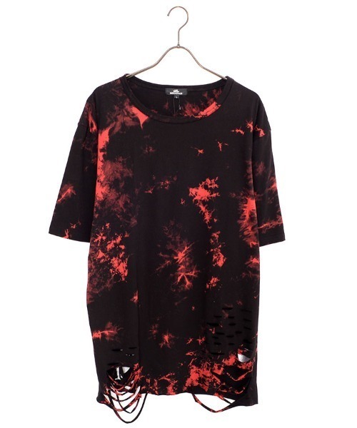 SILVER BULLET(シルバーバレット)の「『Bernings Sho/バーニングショー』ムラ染め天竺ダメージ加工半袖クルーネック(Tシャツ/カットソー・メンズ・ブラック×ベージュ/ブラック×レッド/ホワイト×ブラック・XL/L/M)」の21枚目の写真