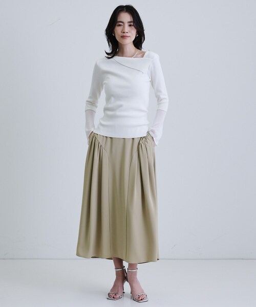 GALLEST(ギャレスト)の「ドレープギャザースカート(スカート・レディース・ブラック/ホワイト/グリーン系・36/38/40)」の3枚目の写真