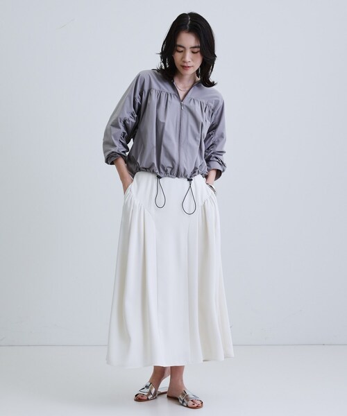 GALLEST(ギャレスト)の「ドレープギャザースカート(スカート・レディース・ブラック/ホワイト/グリーン系・36/38/40)」の8枚目の写真