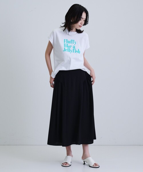 GALLEST(ギャレスト)の「ドレープギャザースカート(スカート・レディース・ブラック/ホワイト/グリーン系・36/38/40)」の15枚目の写真