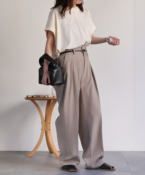 ap retro(アプレトロ)の「【接触冷感】フレンチスリーブTee / オーバーサイズTeeシャツ(Tシャツ/カットソー・レディース・ブルー/アイボリー/ブラック/チャコール・FREE)」の9枚目の写真