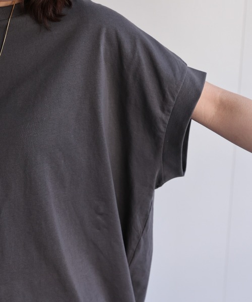 ap retro(アプレトロ)の「【接触冷感】フレンチスリーブTee / オーバーサイズTeeシャツ(Tシャツ/カットソー・レディース・ブルー/アイボリー/ブラック/チャコール・FREE)」の19枚目の写真