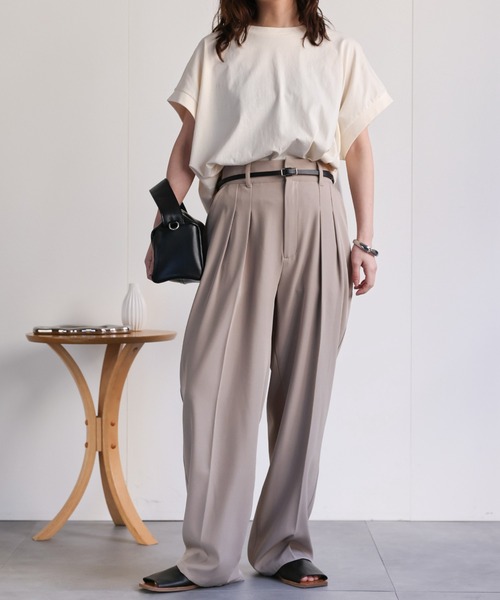 ap retro(アプレトロ)の「【接触冷感】フレンチスリーブTee / オーバーサイズTeeシャツ(Tシャツ/カットソー・レディース・ブルー/アイボリー/ブラック/チャコール・FREE)」の8枚目の写真